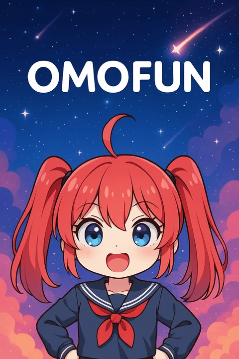 OmoFun 红发角色与星空品牌海报